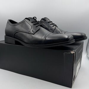 Alfani Adam Black Leather Cap Toe Oxford Dress Shoes Men 11M